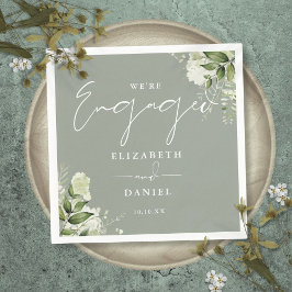 Förlovningsfest för Grey Blommigt Sage Grönt Pappersservett