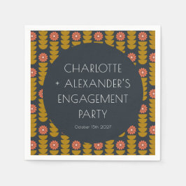 Förlovningsfest för Groovy Retro 70-Blommigtens Tr Pappersservett