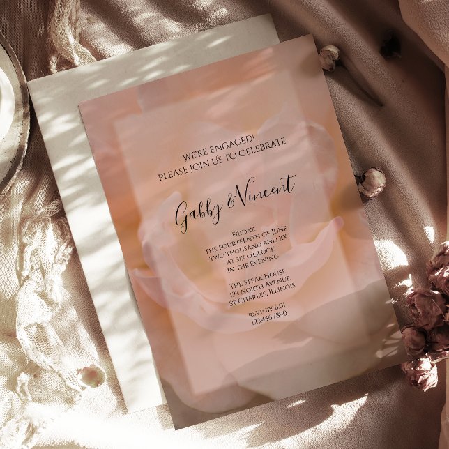 Förlovningsfest för ljussken  Rosa ros-Blommigt Inbjudningar (Skapare uppladdad)