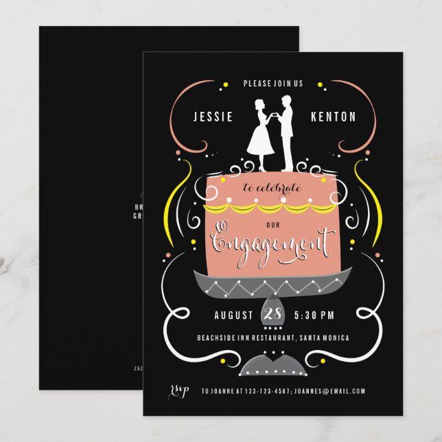 Förlovningsfest för par inbjudningar (Fram/baksida)