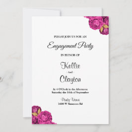 Förlovningsfest för rosa och Guld Blommigt Inbjudningar
