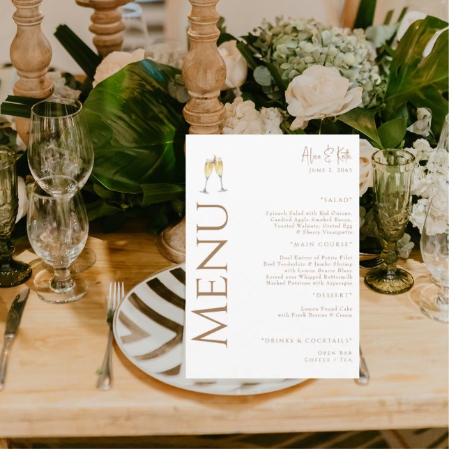 Förlovningsfest för texttext för White Champagne T Meny (Skapare uppladdad)