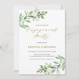 Förlovningsfest för vattenfärg Greenery and Flower Inbjudningar