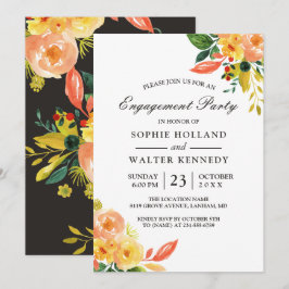 Förlovningsfest för vattenfärgspersika Blommigt Hö Inbjudningar