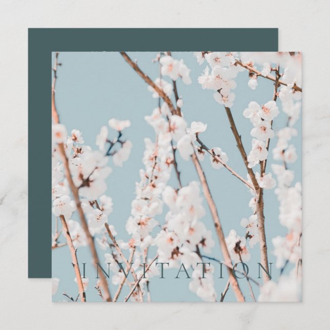 FÖRLOVNINGSFEST INBJUDAN: PLUM-BLOMMAR TACK KORT (Fram/baksida)