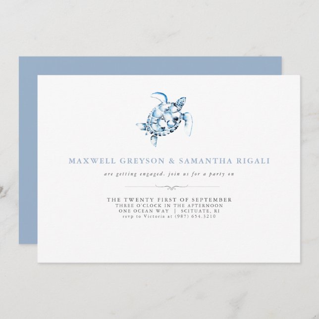Förlovningsfest Inbjudningar - vattenfärgssegment (Fram/baksida)