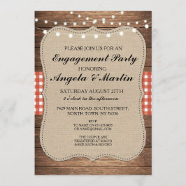Förlovningsfest Ljus Red Check Wood Inbjudan