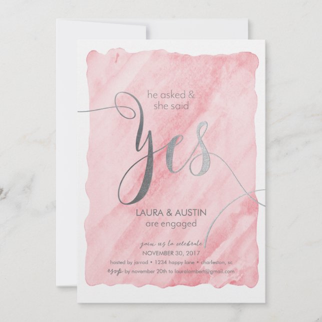 Förlovningsfest Meddelande om att hon sa ja Inbjudningar (Framsida)