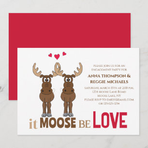 Förlovningsfest Moose är Kärlek Cute Whimsical Inbjudningar