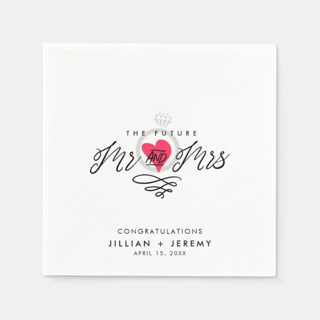 Förlovningsfest Mrs. och Mrs. Napkins Pappersservett (Framsidan)