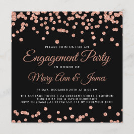 Förlovningsfest Ro Guld Glitter confetti Black Inbjudningar