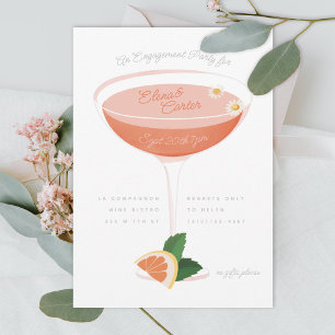 Förlovningsfest Rosa Cocktail Inbjudningar