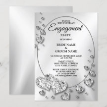 Förlovningsfest Silver Grått Shiny Hearts Elegant