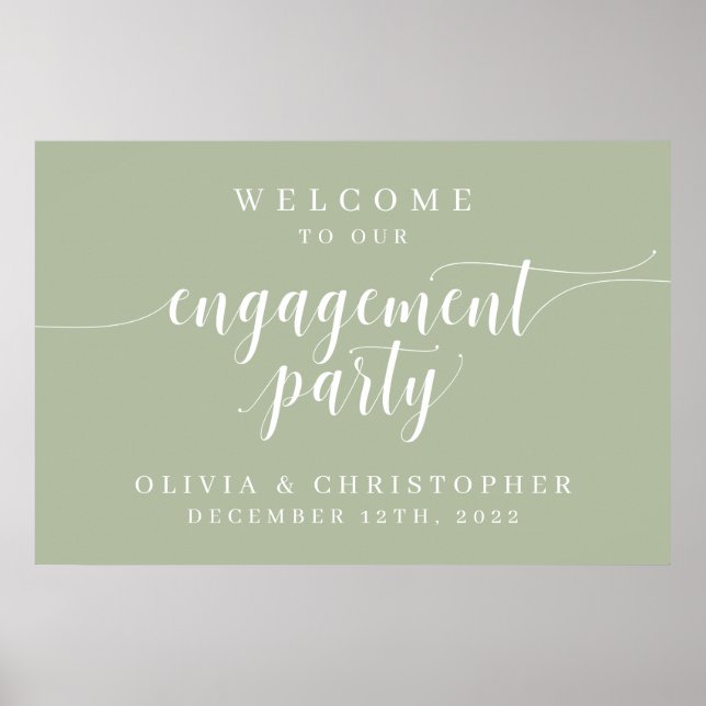 Förlovningsfest välkomstskylt Sage Poster (Framsidan)