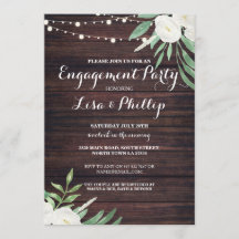 Förlovningsfest Wood White Flowers Shower Inbjudan