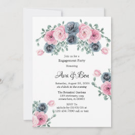 Förlovningsfesten Arch Rosa & Blue Blooms Inbjudningar