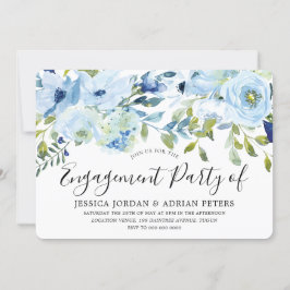 Förlovningsfesten baby blue vattenfärgsblommor inbjudningar