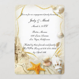 Förlovningsfesten Beach Sand Castle Bröllop Inbjudningar
