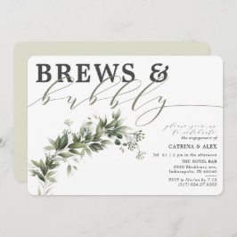 Förlovningsfesten Brews & Bubbelmatad grön Inbjudningar