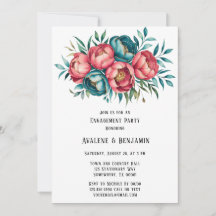 Förlovningsfesten Coral och Teal Peonies Guld