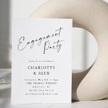 Förlovningsfesten elegant Minimalist Black Script Inbjudningar<br><div class="desc">Modern Elegant - minimal Förlovningsfest för skriptkalligrafi med vit bakgrund</div>