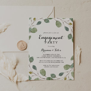 Förlovningsfesten Eucalyptus Greenery Calligraphy Inbjudningar
