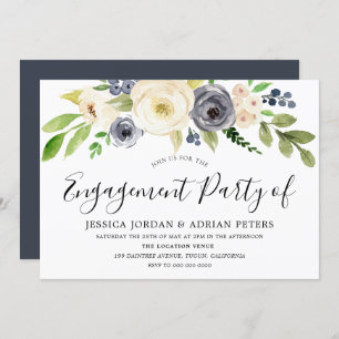 Förlovningsfesten för marin champagne Watercolor F Inbjudningar