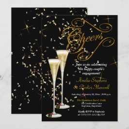 Förlovningsfesten Golden Confetti Champagne Cheers Inbjudningar