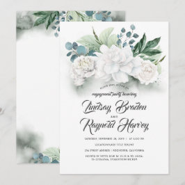 Förlovningsfesten Grey and White Flowers Inbjudningar