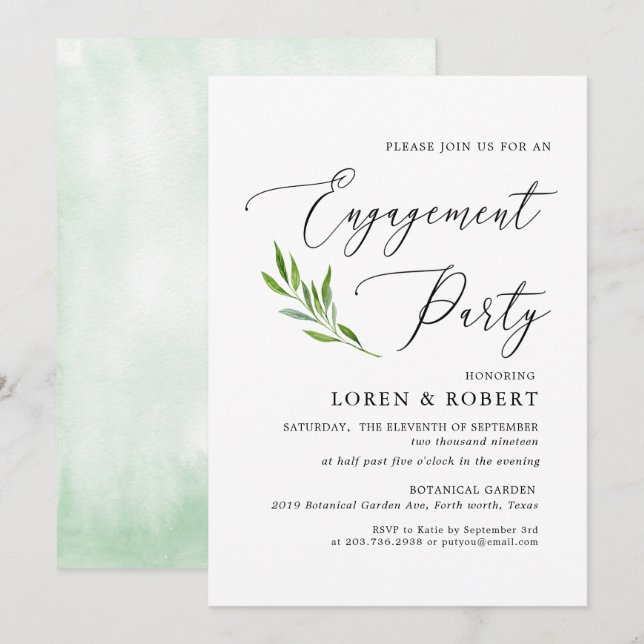 Förlovningsfesten Grey Calligraphy Rustic Inbjudningar (Fram/baksida)