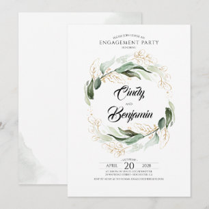 Förlovningsfesten Grey Foliage och Guld Löv Inbjudningar