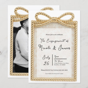 Förlovningsfesten guld Bow Presentera foto Inbjudningar