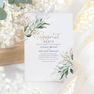 Förlovningsfesten guld Lövs Greenery Elegant Inbjudningar