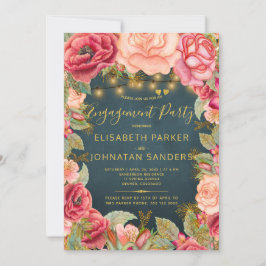 Förlovningsfesten guld rosa ros ljus inbjudningar