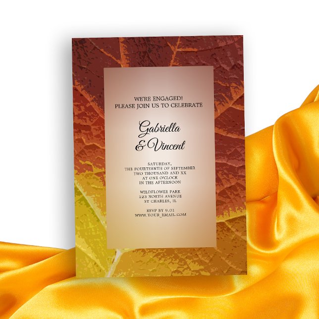 Förlovningsfesten Hösten Löv Inbjudningar (Celebrate your Fall engagement with this Shades of Autumn Leaf Party Invitation.)