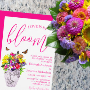 Förlovningsfesten kärlek i Blommigten Bloom Inbjudningar