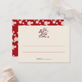Förlovningsfesten kinesiska Kärlek Red Cherry Blom Placeringskort