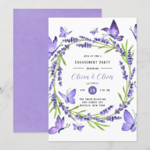 Förlovningsfesten Lavender Wisteria och Butterflie Inbjudningar