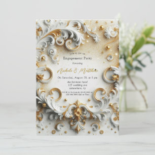 Förlovningsfesten Luxury Baroque Stil White Guld Inbjudningar