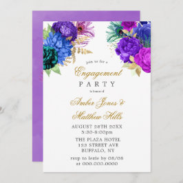 Förlovningsfesten Luxury Fiesta Peacock Glitter Inbjudningar