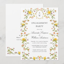 Förlovningsfesten Meadow Watercolor Wildblommor Inbjudningar