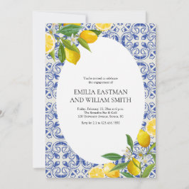 Förlovningsfesten Mediterranean Lemon Photo Bröllo Inbjudningar