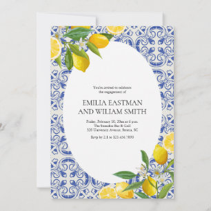 Förlovningsfesten Mediterranean Lemon Photo Bröllo Inbjudningar