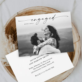 Förlovningsfesten Modern Script Photo Bröllop Inbjudningar