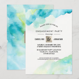 Förlovningsfesten Modern turkos Watercolor Inbjudningar