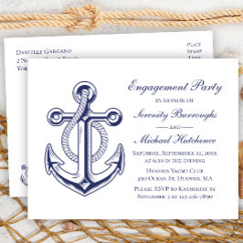 Förlovningsfesten Nautical Bröllop Navy Blue Ancho Vykort