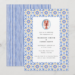 Förlovningsfesten Nautical Lobster Amalfi Tiles Inbjudningar