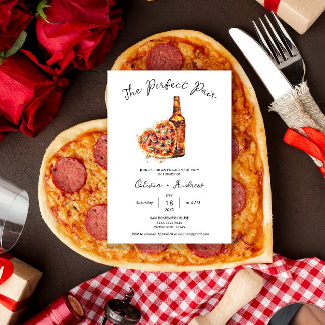 Förlovningsfesten Pizza och Beer Perfekt Pair Inbjudningar (Skapare uppladdad)