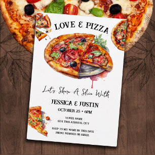 Förlovningsfesten Pizza och Kärlek Inbjudningar