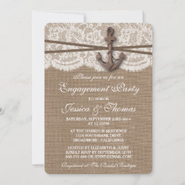 Förlovningsfesten Rustic Nautical Anchor Beach Inbjudningar